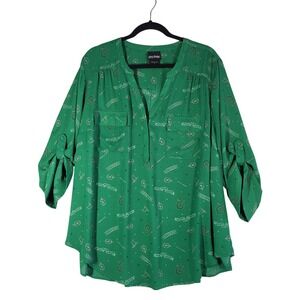 Torrid Harry Potter Slytherin Harper Georgette Blouse Size 3 Kelly Green Fangirl